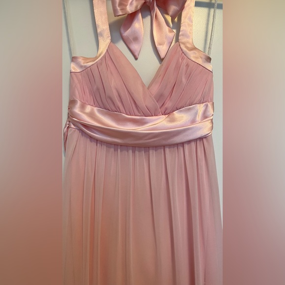Vintage Knee Length Satin/Chiffon Light Pink Formal Dress - Picture 2 of 16